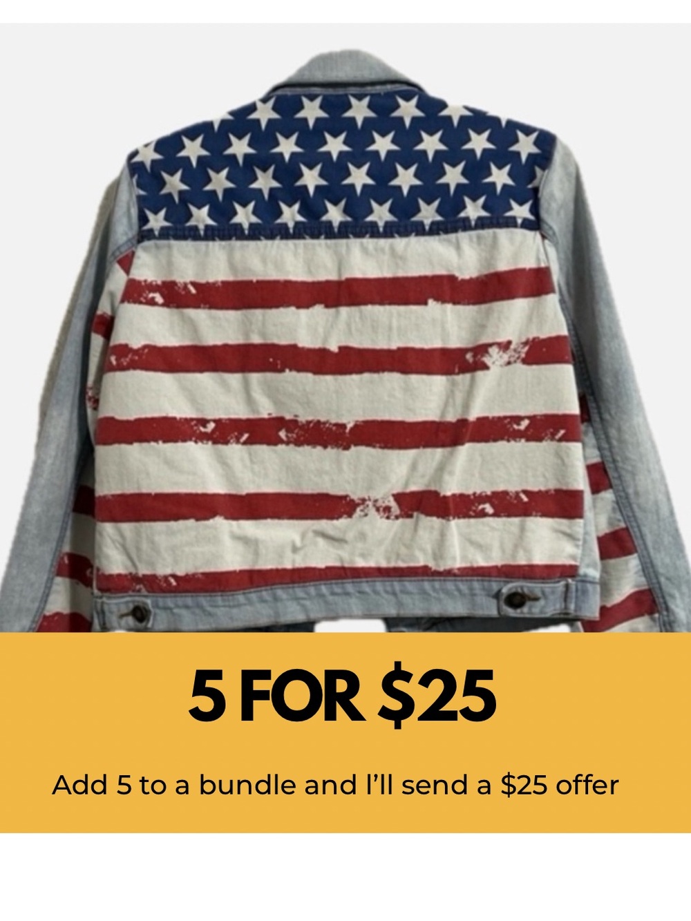 Forever 21, USA Stars and Stripes denim jacket.